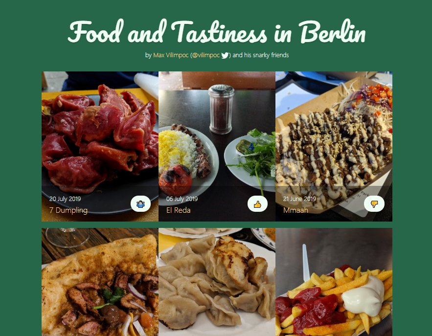 Screenshot of web design for Food blog