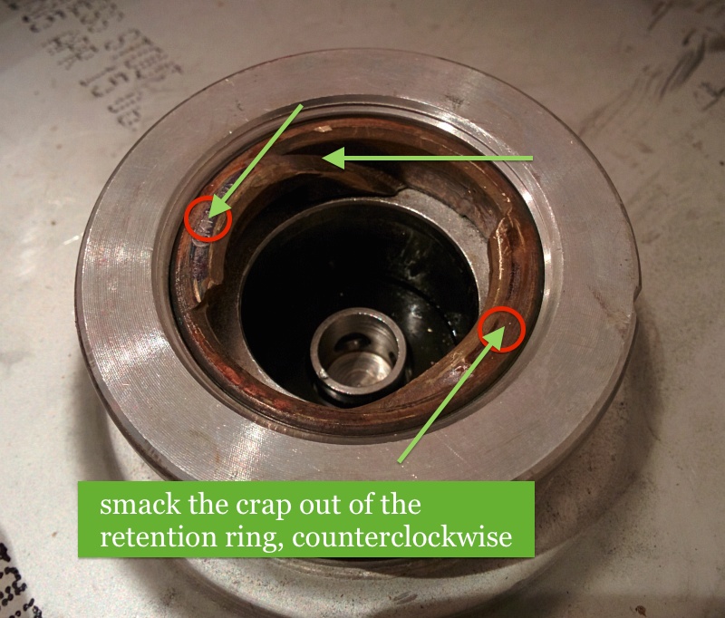 As you are smacking the ring, you should start seeing it move slightly. In my case, the ring moved a few millimeters at a time, before loosening completely.