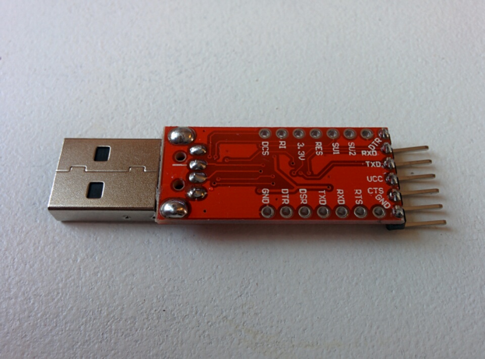 SiLabs CP2102 (red PCB, rear)