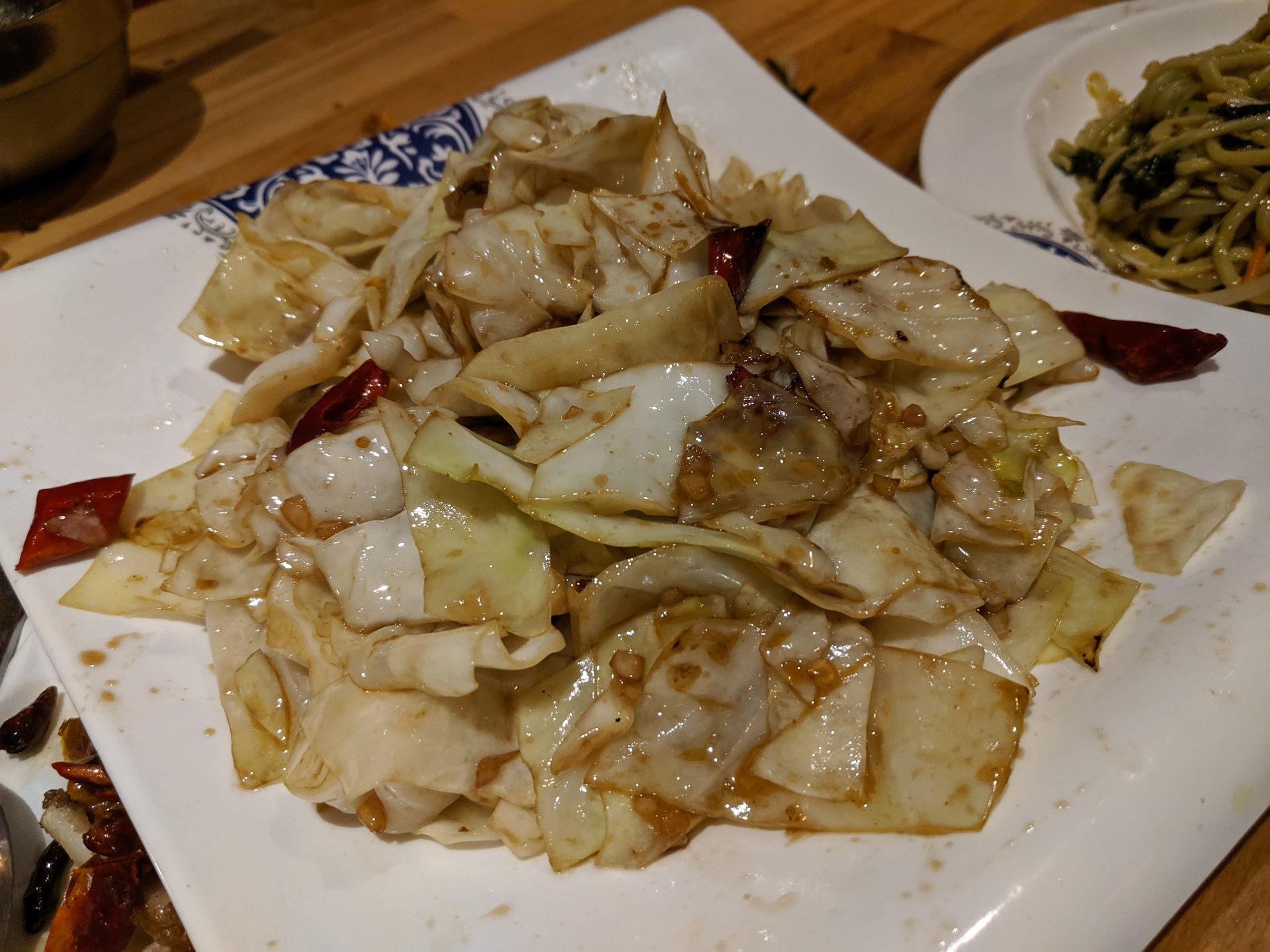 Wok fried white cabbage