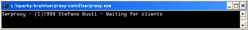 A screenshot of the serproxy command line output